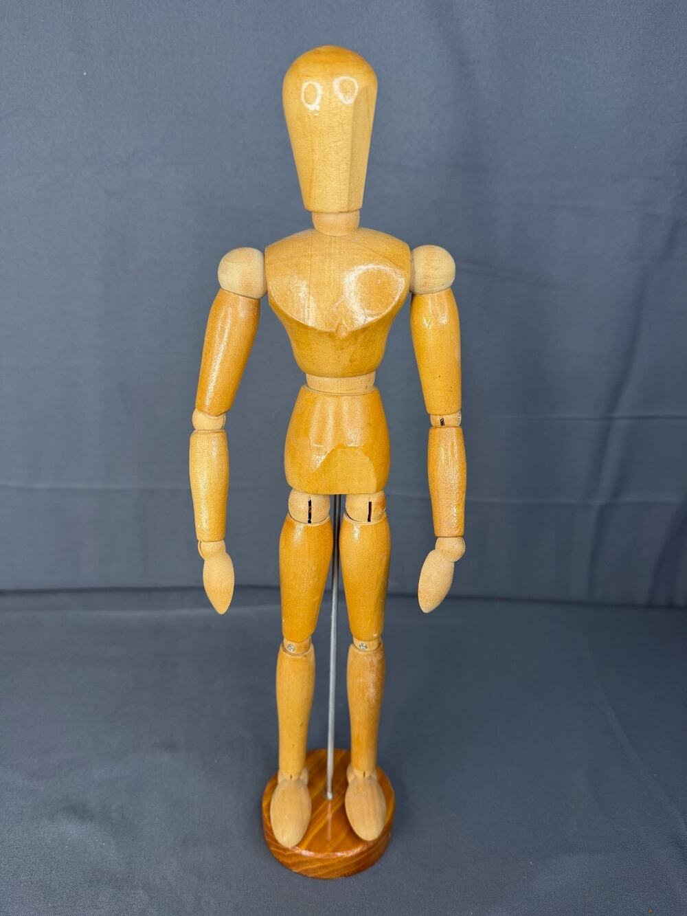 Vintage Articulated Solid Wood Man Artist Mannequin Model 12" Poseable